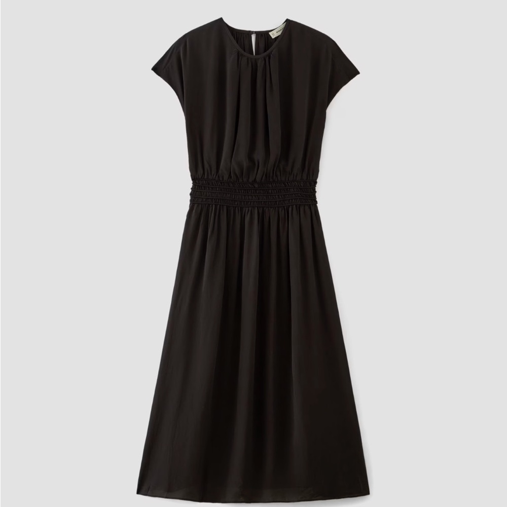 Everlane The Gathered Midi Dress Black  XXS New With Tag - Picture 3 of 10